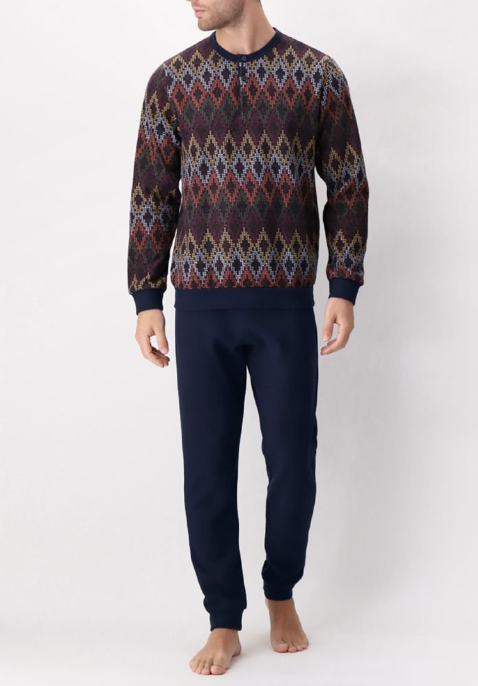 Pigiama Perofil Serafino Soft Rombi - Biancheria da sogno Pedata