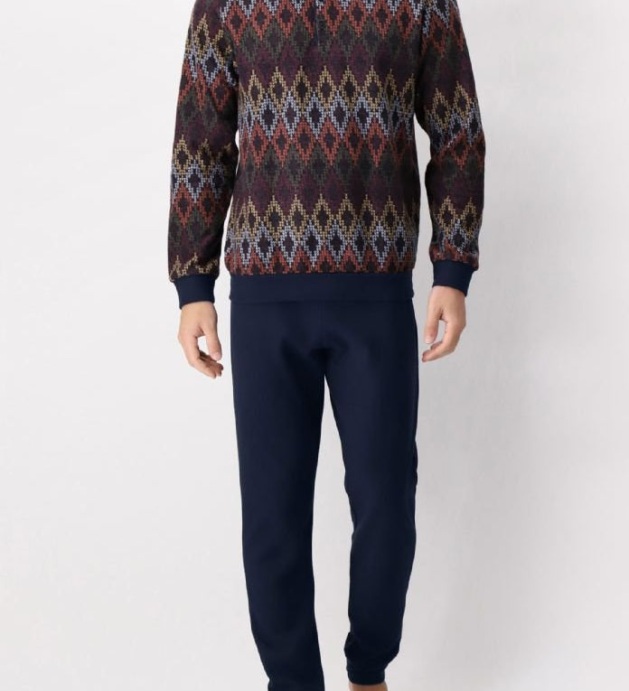 Pigiama Perofil Serafino Soft Rombi - Biancheria da sogno Pedata