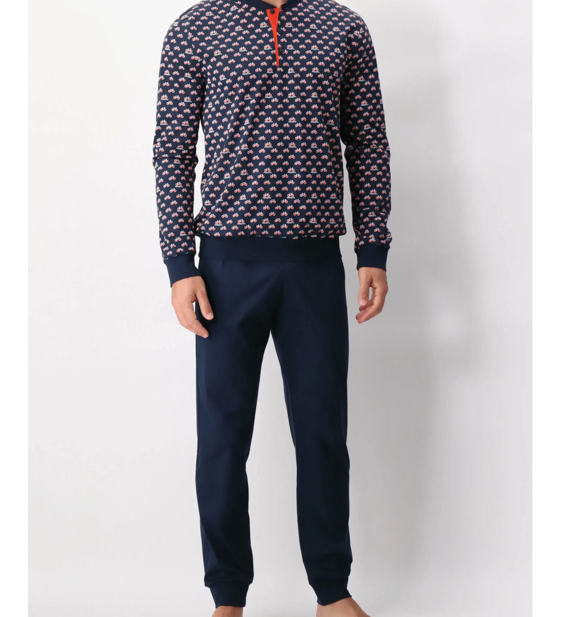 Pigiama Perofil Serafino Stampa Biciclette - Biancheria da sogno Pedata