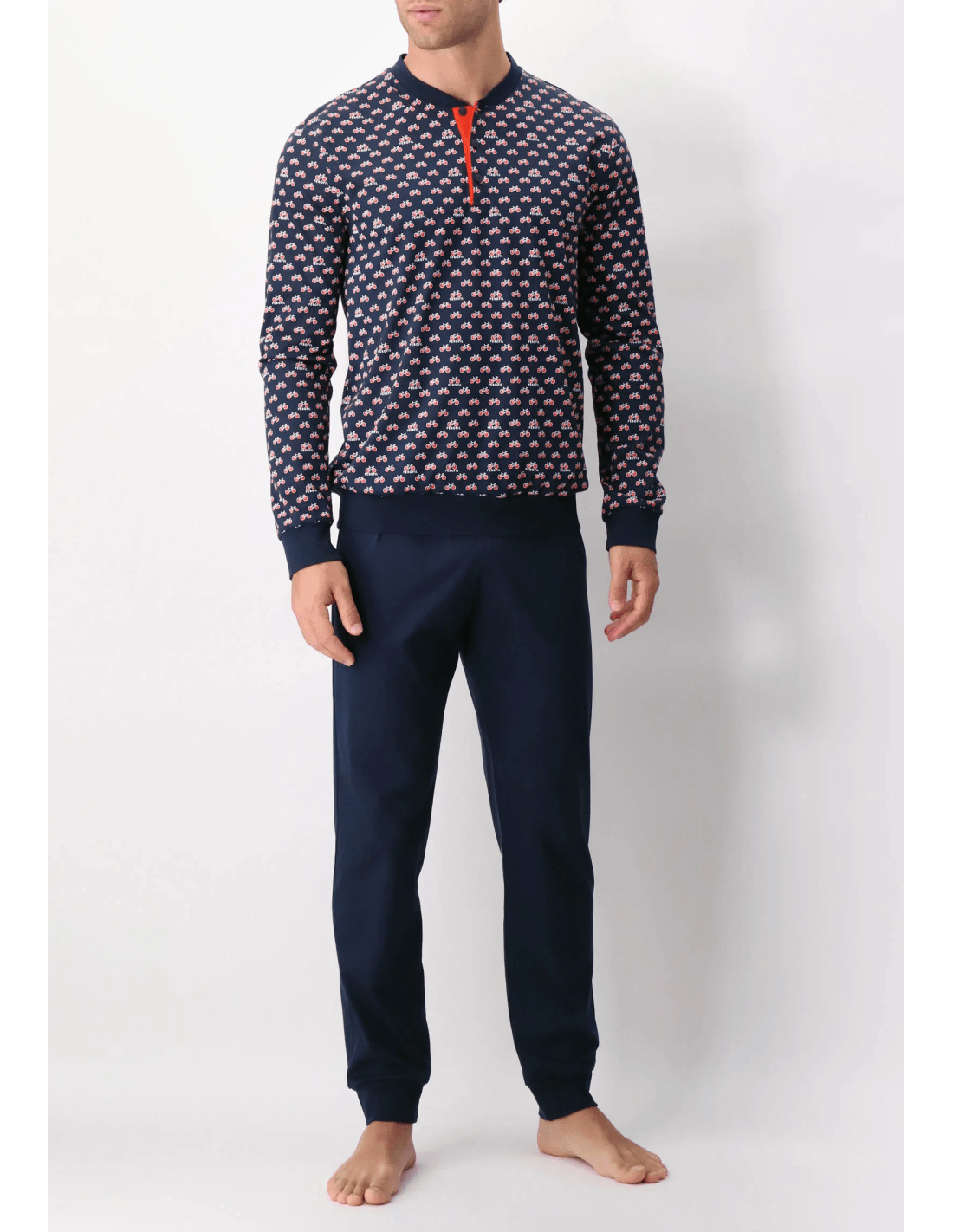 Pigiama Perofil Serafino Stampa Biciclette - Biancheria da sogno Pedata