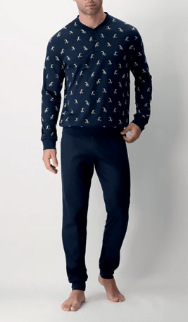 Pigiama Perofil Serafino Stampa Tucano - Biancheria da sogno Pedata