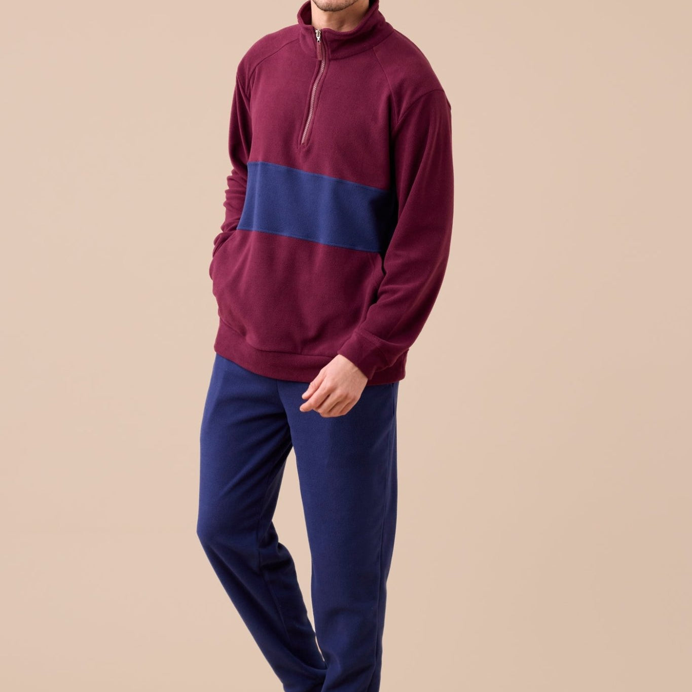 Pigiama Pile Mezza Zip Uomo Noi Di Notte FC3194 - Biancheria da sogno Pedata