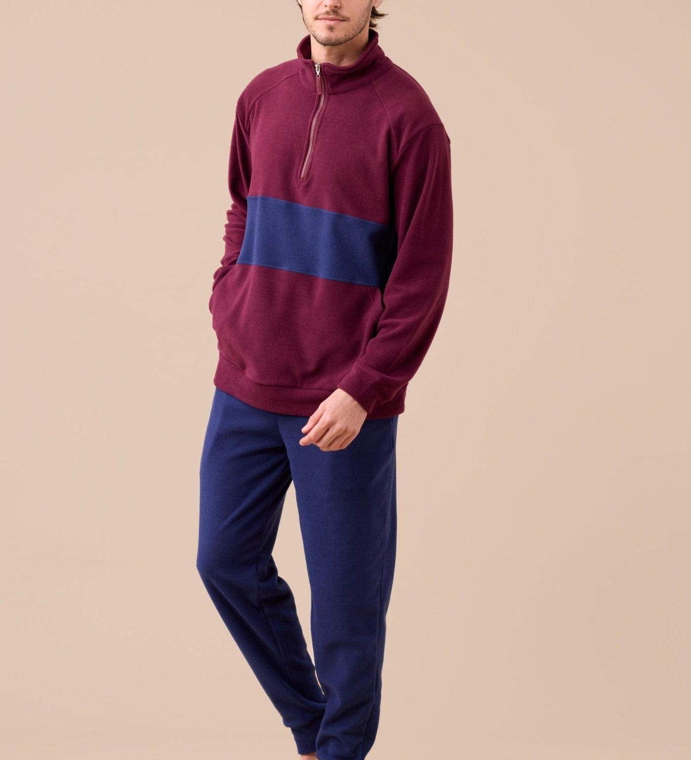 Pigiama Pile Mezza Zip Uomo Noi Di Notte FC3194 - Biancheria da sogno Pedata