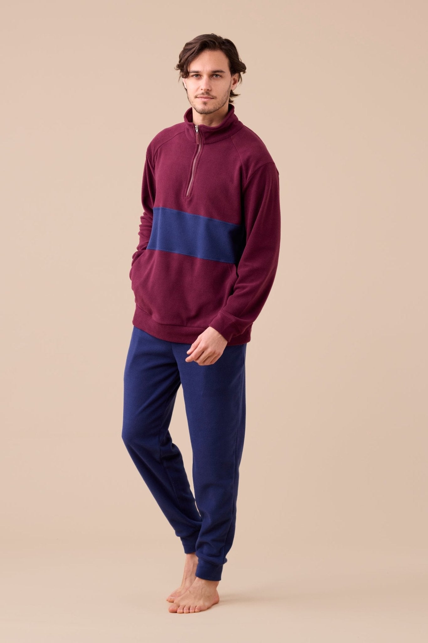 Pigiama Pile Mezza Zip Uomo Noi Di Notte FC3194 - Biancheria da sogno Pedata