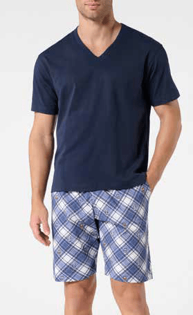 Pigiama Scollo a V Corto Uomo Cotone Perofil VPRT93397 - Biancheria da sogno Pedata