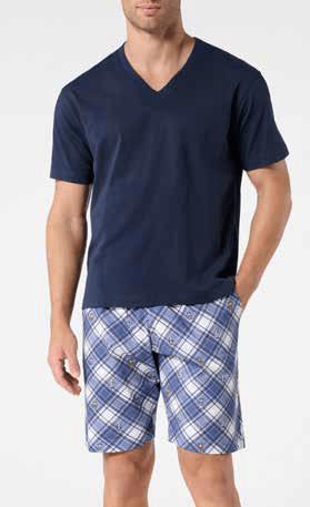 Pigiama Scollo a V Corto Uomo Cotone Perofil VPRT93397 - Biancheria da sogno Pedata