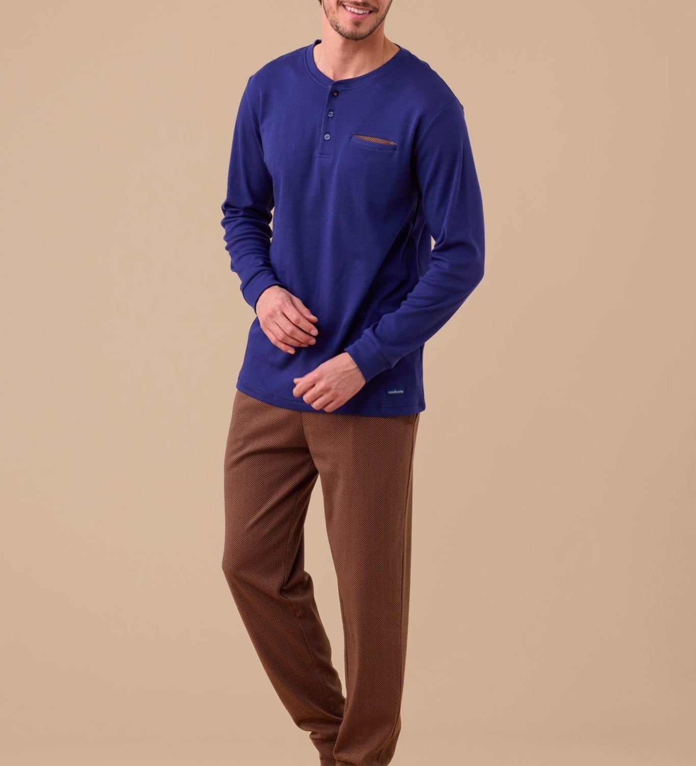 Pigiama Serafino C. Cotone Uomo Noi Di Notte FC3211 - Biancheria da sogno Pedata