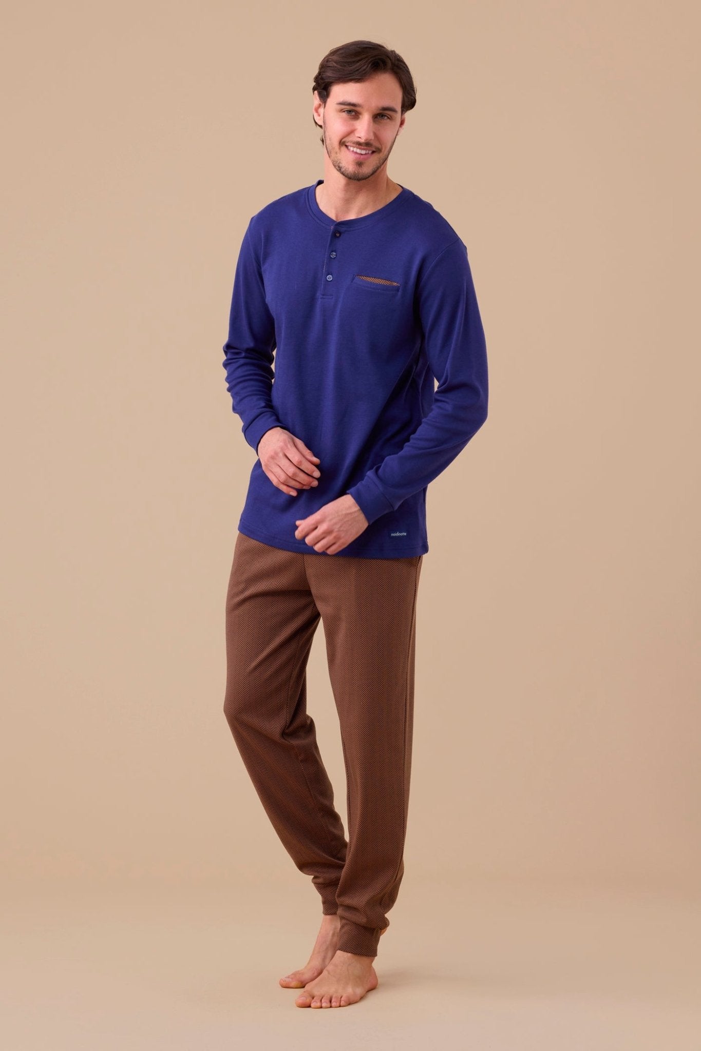 Pigiama Serafino C. Cotone Uomo Noi Di Notte FC3211 - Biancheria da sogno Pedata