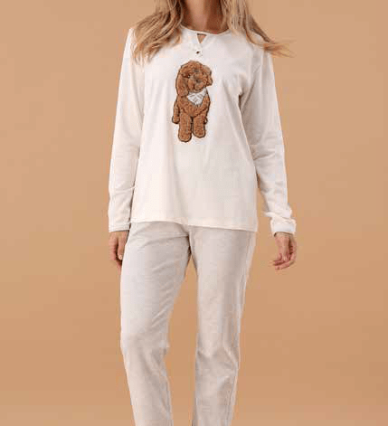 Pigiama Serafino Caldo Cotone Donna MaryHome 6P85061 - Biancheria da sogno Pedata