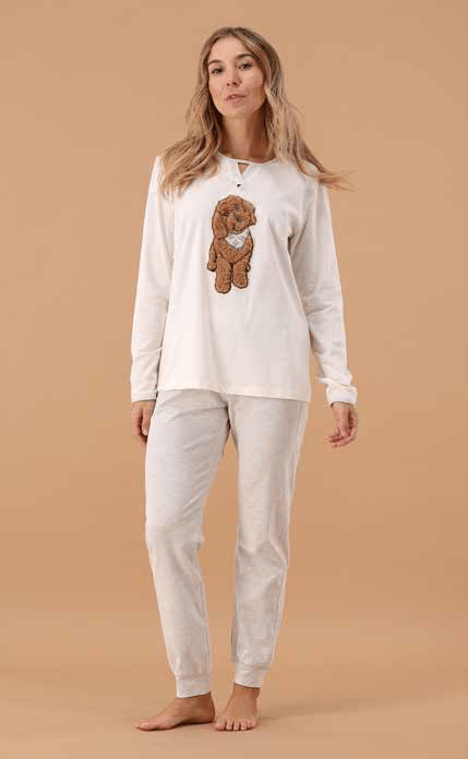 Pigiama Serafino Caldo Cotone Donna MaryHome 6P85061 - Biancheria da sogno Pedata