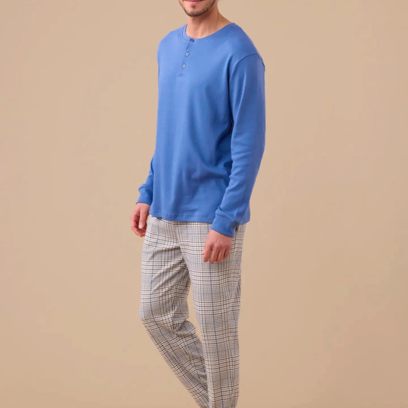 Pigiama Serafino Caldo Cotone Uomo Noi Di Notte FC3136 - Biancheria da sogno Pedata