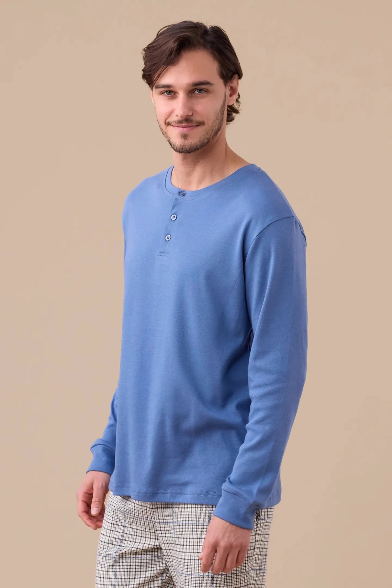 Pigiama Serafino Caldo Cotone Uomo Noi Di Notte FC3136 - Biancheria da sogno Pedata