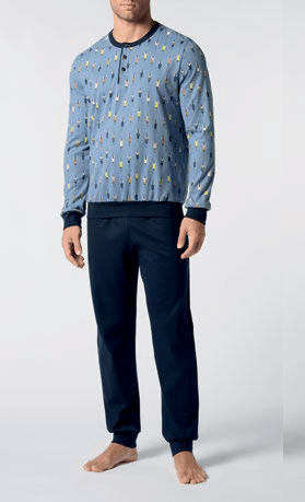 Pigiama Serafino Caldo Cotone Uomo Perofil VPRT93217 - Biancheria da sogno Pedata