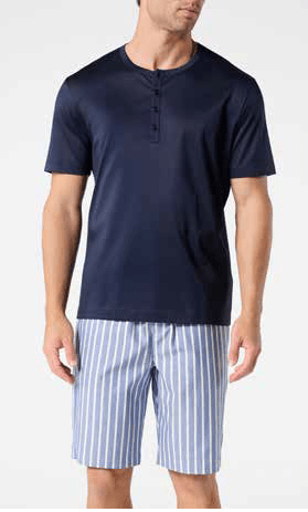 Pigiama Serafino Corto Uomo Cotone e Lyocell Perofil VPRT93374 - Biancheria da sogno Pedata