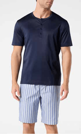 Pigiama Serafino Corto Uomo Cotone e Lyocell Perofil VPRT93374 - Biancheria da sogno Pedata