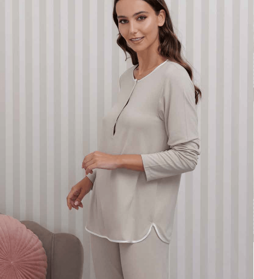 Pigiama Serafino Donna Bambù M/L P/L Andra 9988 - Biancheria da sogno Pedata