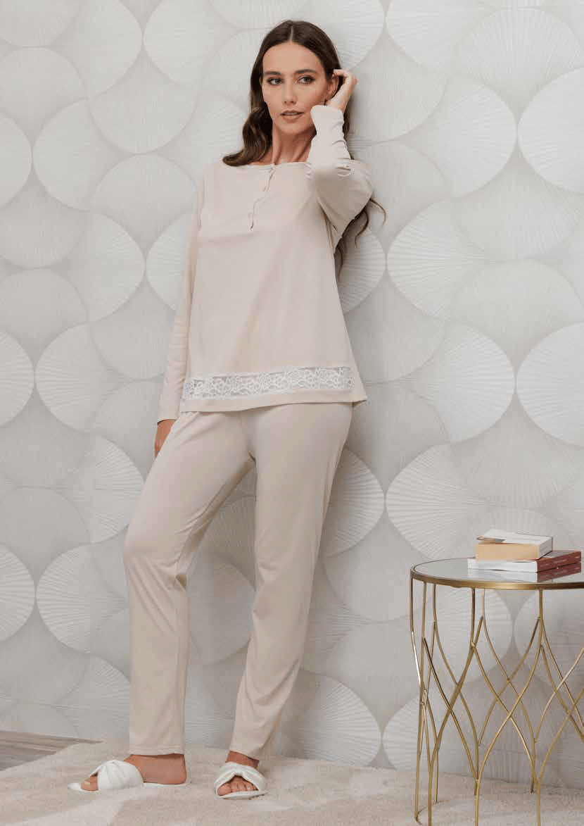 Pigiama Serafino Donna Cotone M/L P/L Andra 9923 - Biancheria da sogno Pedata
