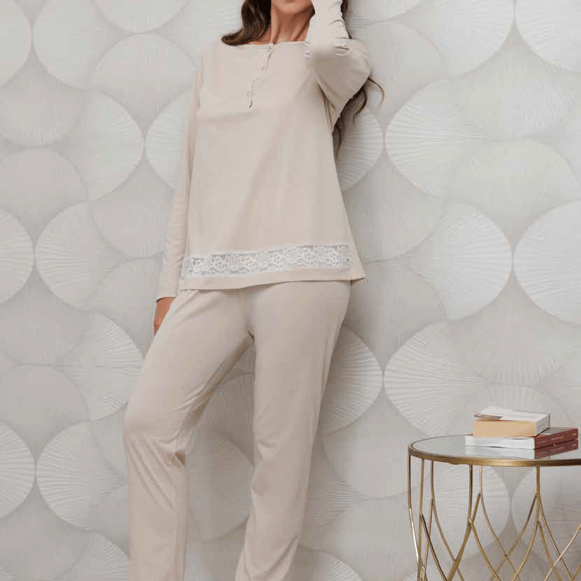 Pigiama Serafino Donna Cotone M/L P/L Andra 9923 - Biancheria da sogno Pedata