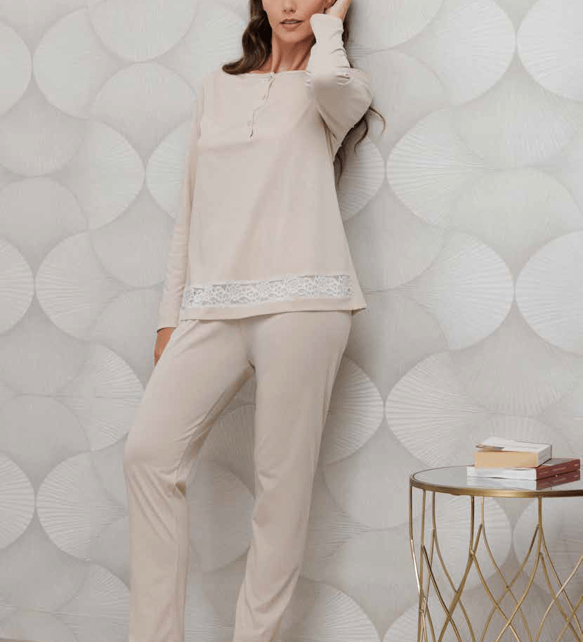 Pigiama Serafino Donna Cotone M/L P/L Andra 9923 - Biancheria da sogno Pedata