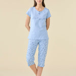 Pigiama Serafino Donna M/C P/P Calibrato Noi Di Notte FA9553 - Biancheria da sogno Pedata