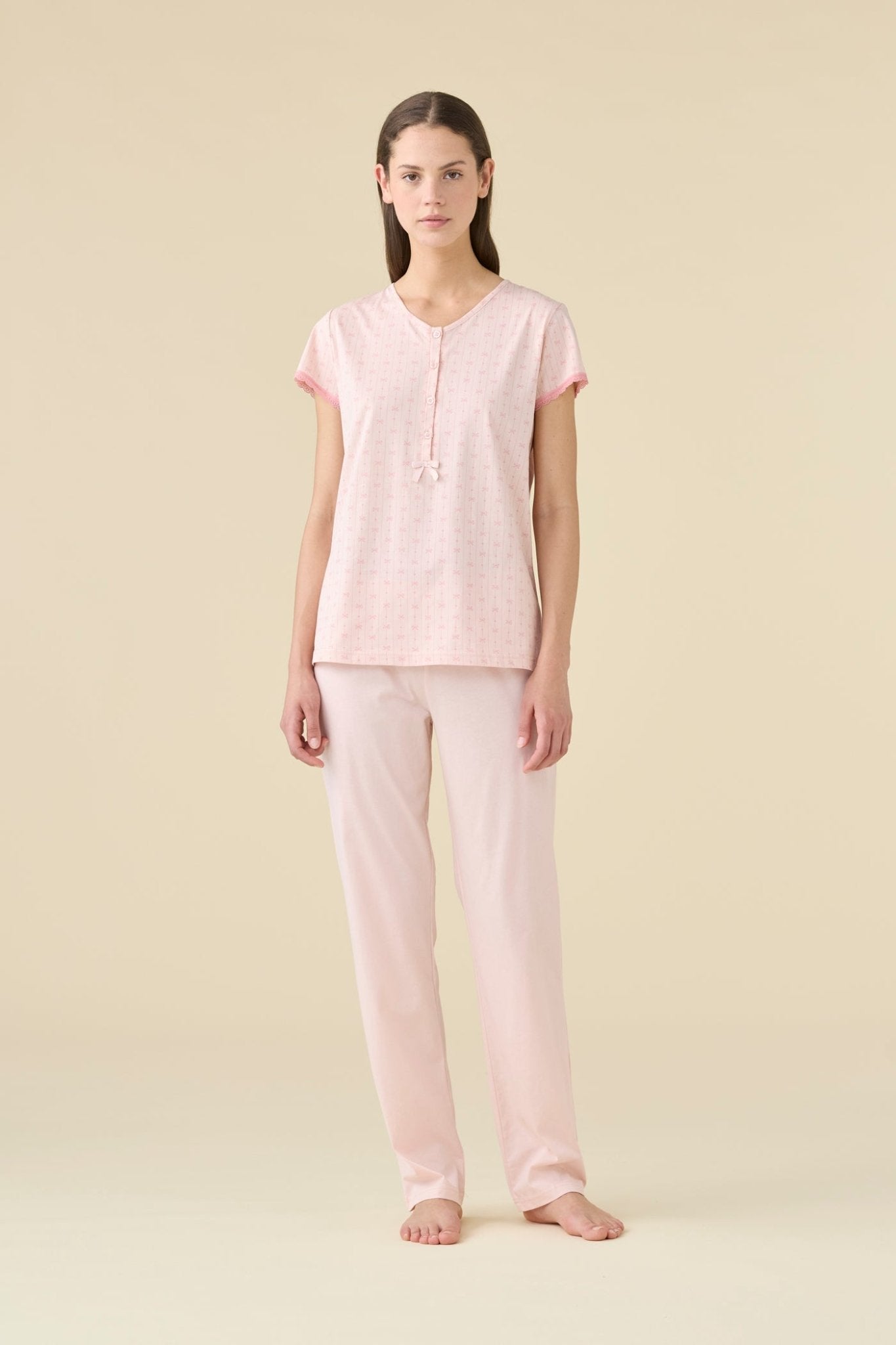 Pigiama Serafino Donna M/M P/L Noi Di Notte FA9513 - Biancheria da sogno Pedata