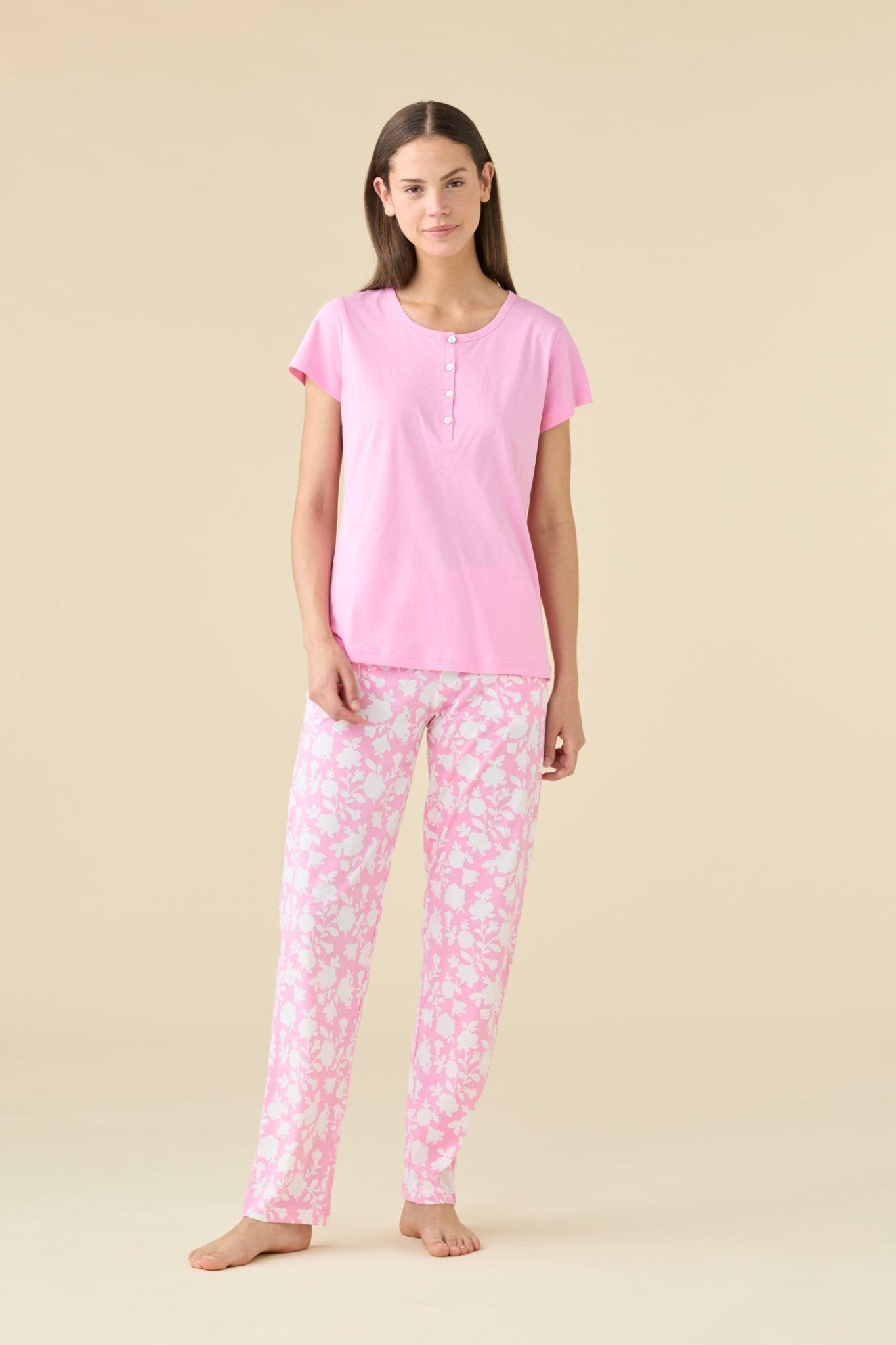Pigiama Serafino Donna M/M P/L Noi Di Notte FA9517 - Biancheria da sogno Pedata