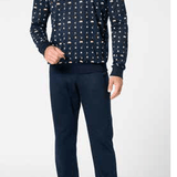 Pigiama Serafino Lungo Uomo Cotone Perofil VPRT93389 - Biancheria da sogno Pedata