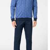 Pigiama Serafino Lungo Uomo Cotone Perofil VPRT93389 - Biancheria da sogno Pedata