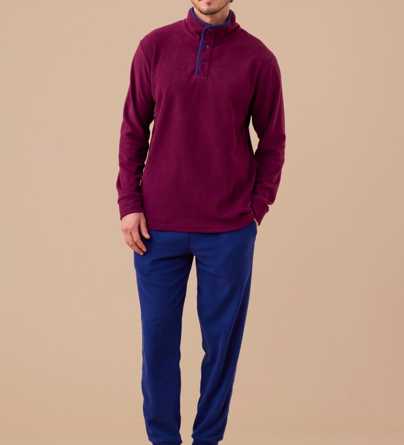 Pigiama Serafino Micropile Uomo Noi Di Notte FC3198 - Biancheria da sogno Pedata