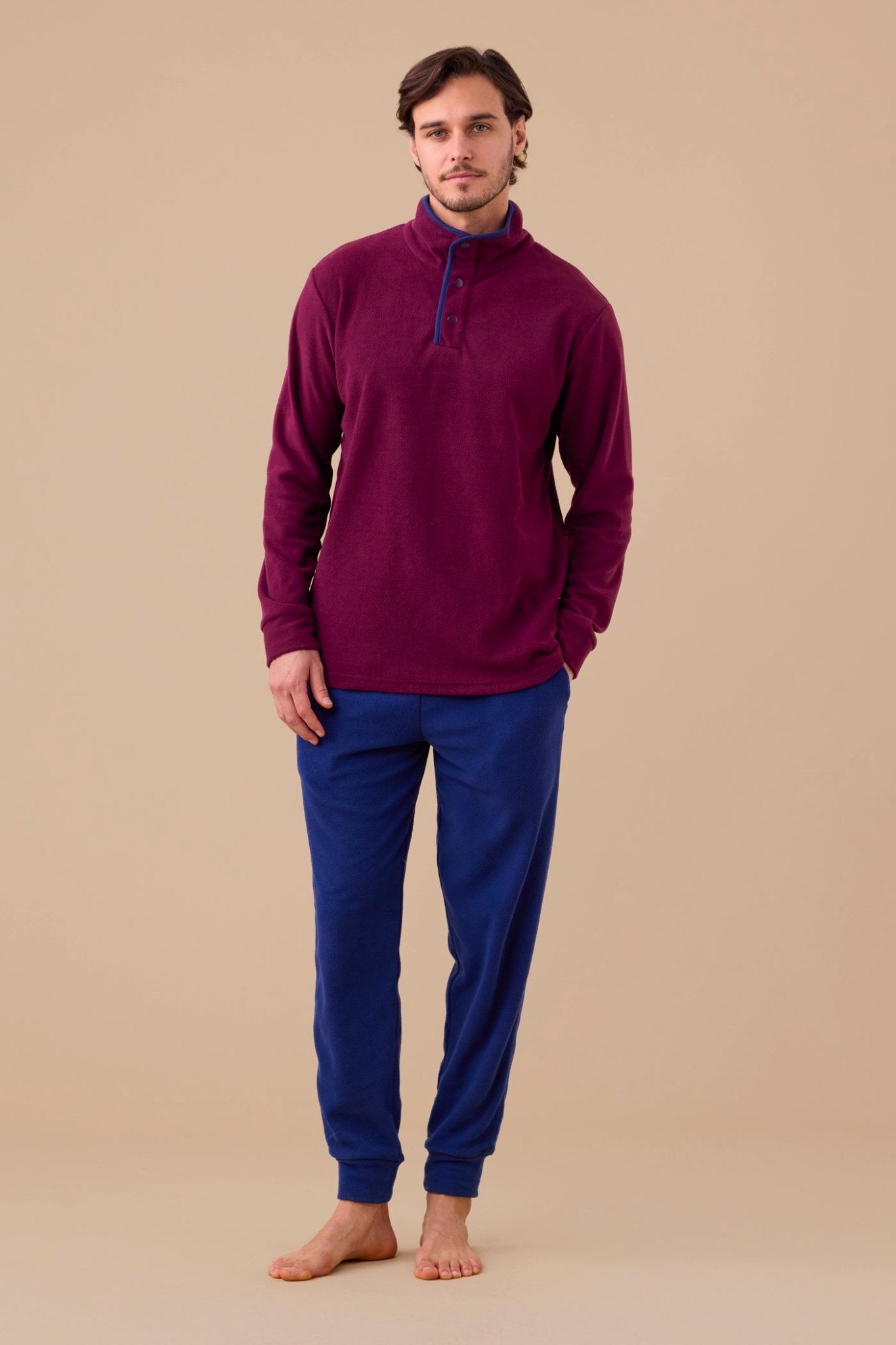 Pigiama Serafino Micropile Uomo Noi Di Notte FC3198 - Biancheria da sogno Pedata