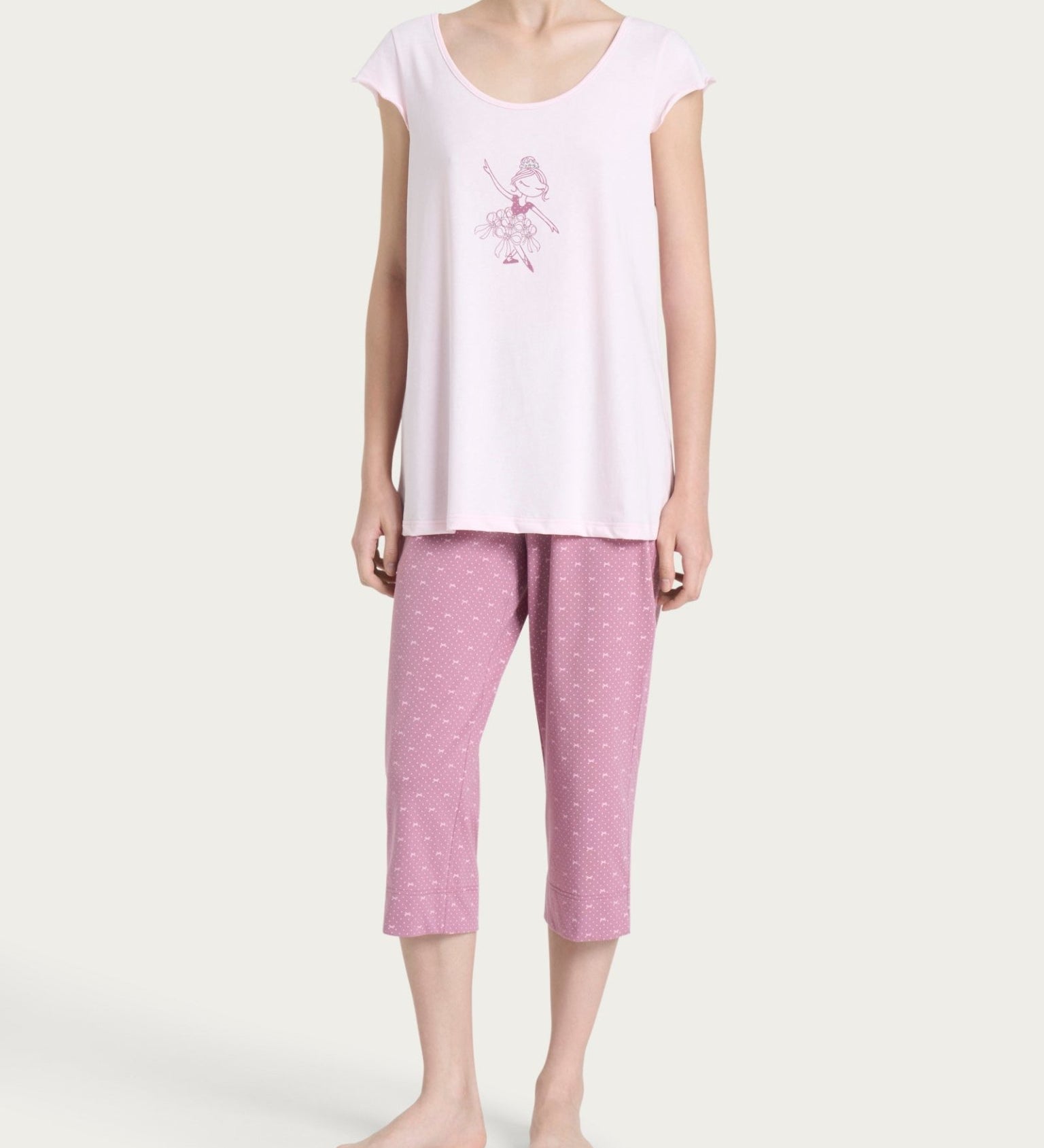 Pigiama Serafino Pinocchietto Donna Ragno DP44NB - Biancheria da sogno Pedata