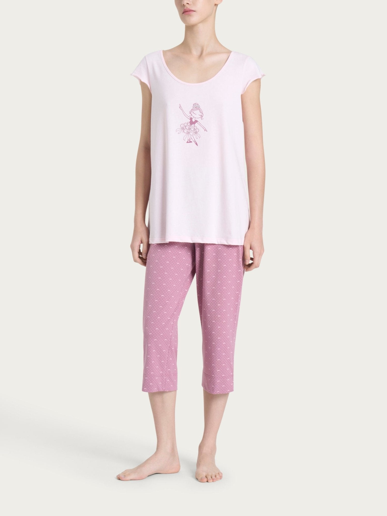 Pigiama Serafino Pinocchietto Donna Ragno DP44NB - Biancheria da sogno Pedata