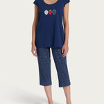 Pigiama Serafino Pinocchietto Donna Ragno DP44NB - Biancheria da sogno Pedata