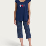 Pigiama Serafino Pinocchietto Donna Ragno DP44NB - Biancheria da sogno Pedata