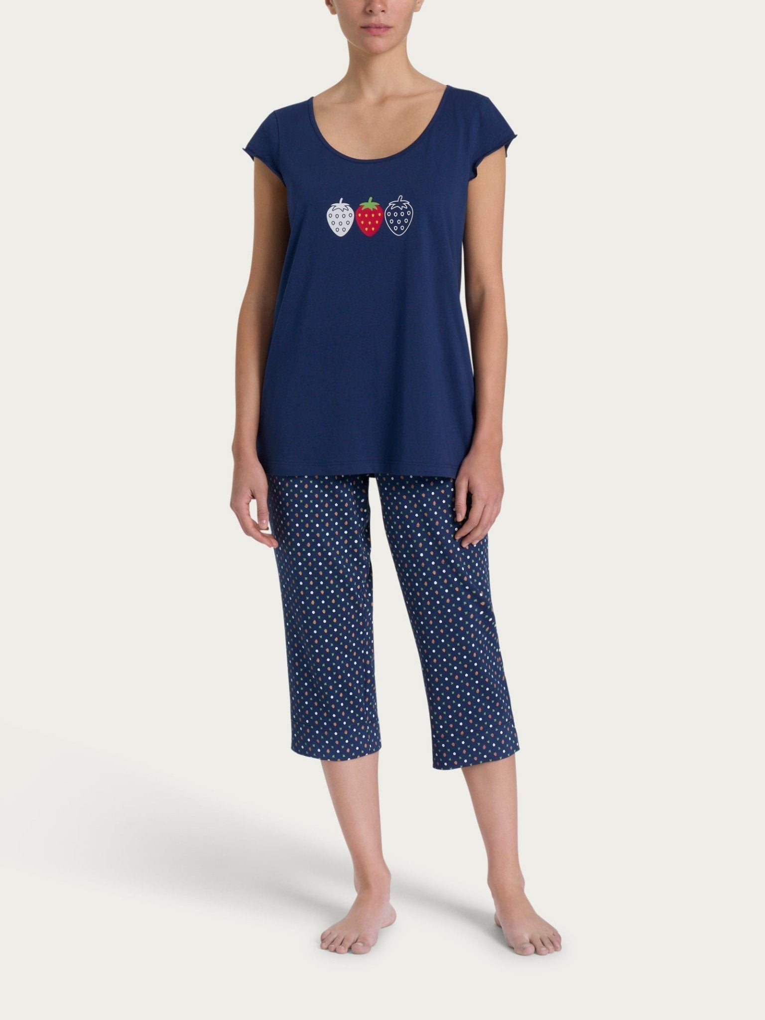 Pigiama Serafino Pinocchietto Donna Ragno DP44NB - Biancheria da sogno Pedata