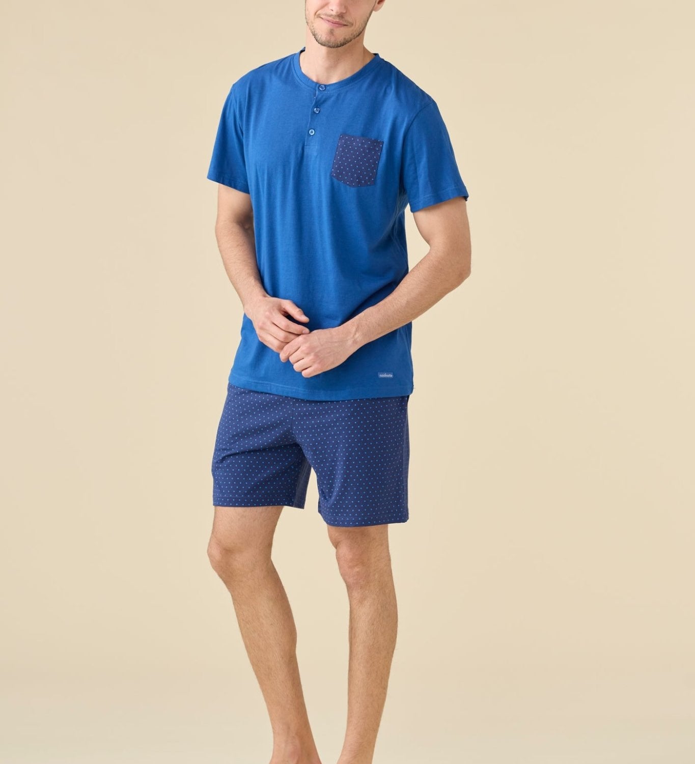 Pigiama Serafino Uomo Cotone M/C P/C Noi Di Notte FC3262 - Biancheria da sogno Pedata