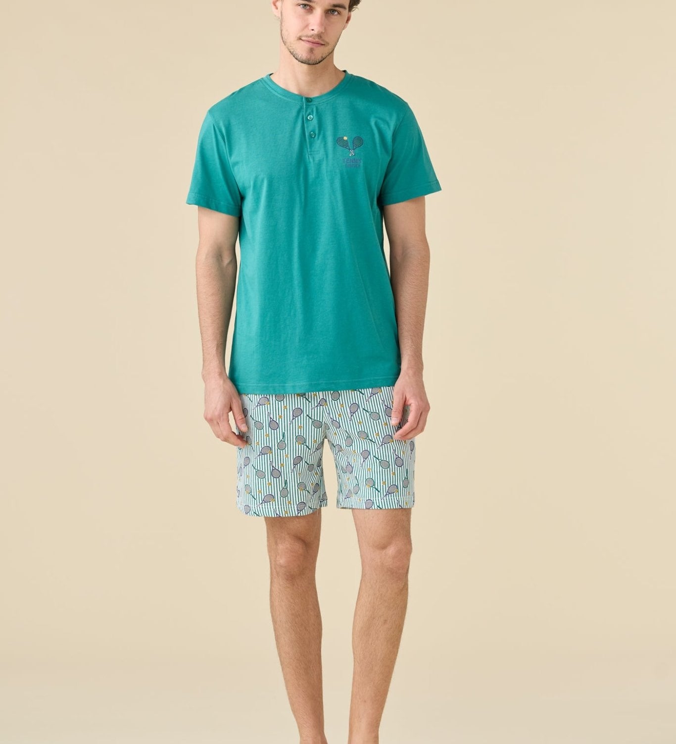 Pigiama Serafino Uomo Cotone M/C P/C Noi Di Notte FC3264 - Biancheria da sogno Pedata