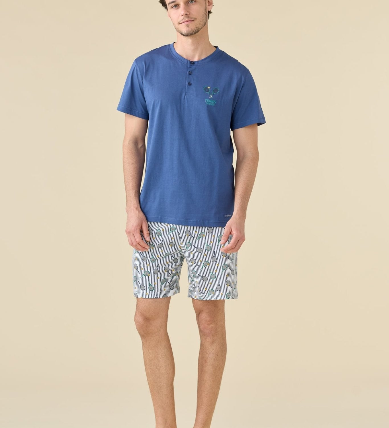 Pigiama Serafino Uomo Cotone M/C P/C Noi Di Notte FC3264 - Biancheria da sogno Pedata