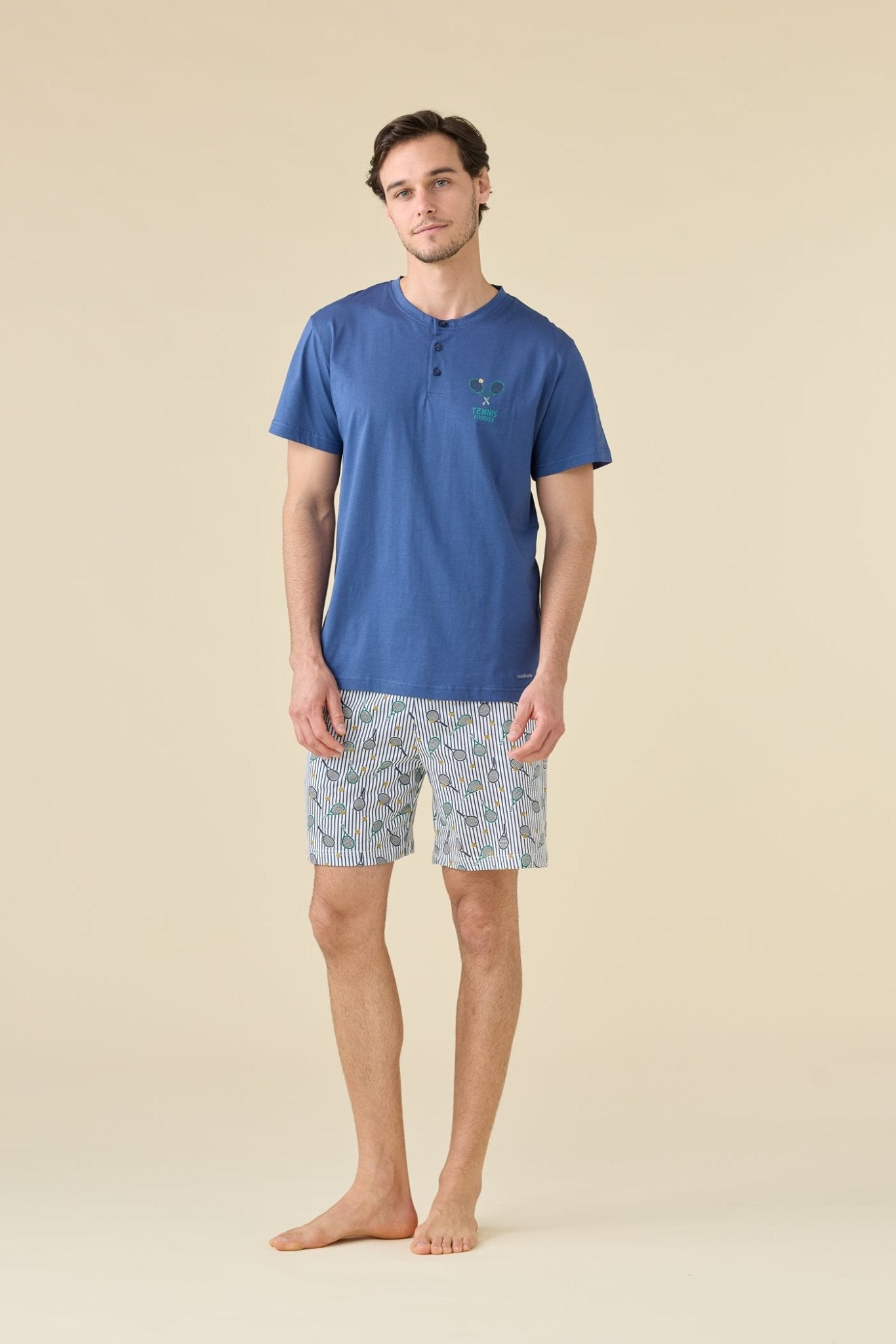 Pigiama Serafino Uomo Cotone M/C P/C Noi Di Notte FC3264 - Biancheria da sogno Pedata