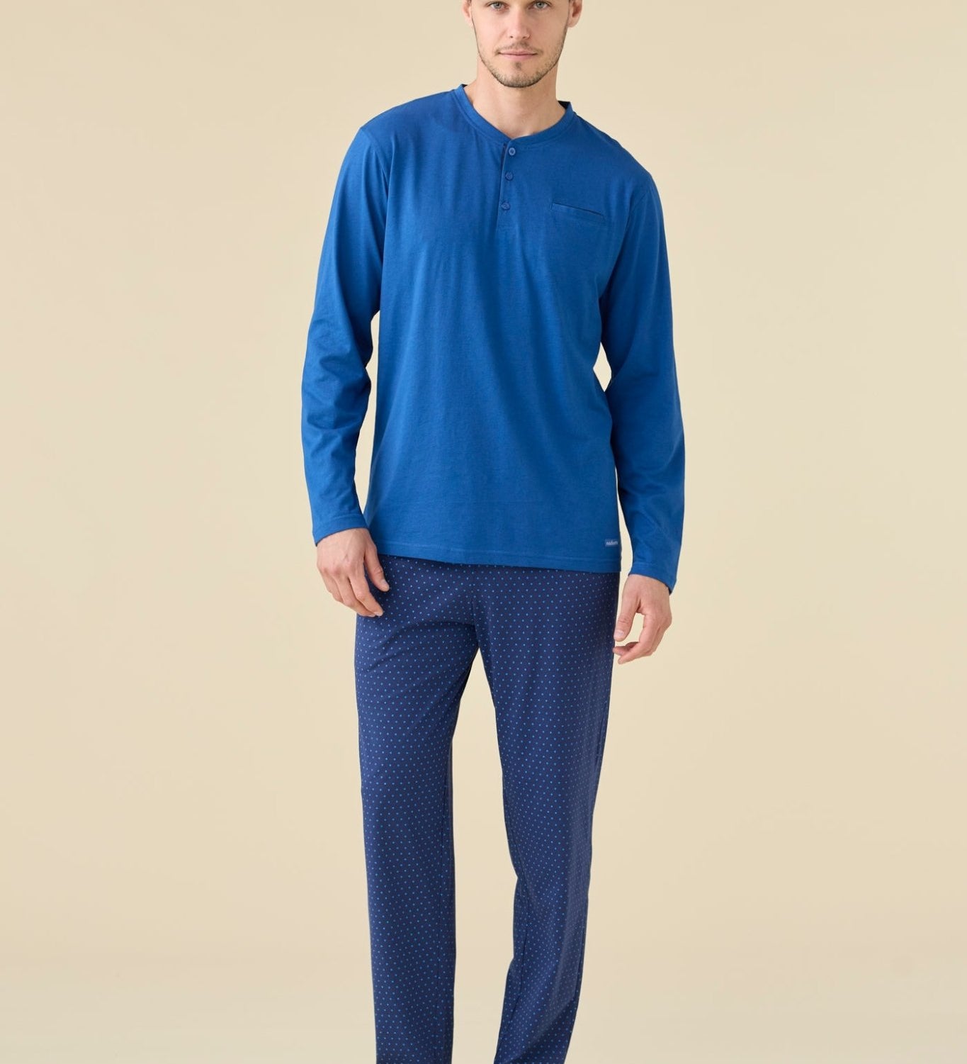 Pigiama Serafino Uomo Cotone M/L P/L Noi Di Notte FC3224 - Biancheria da sogno Pedata