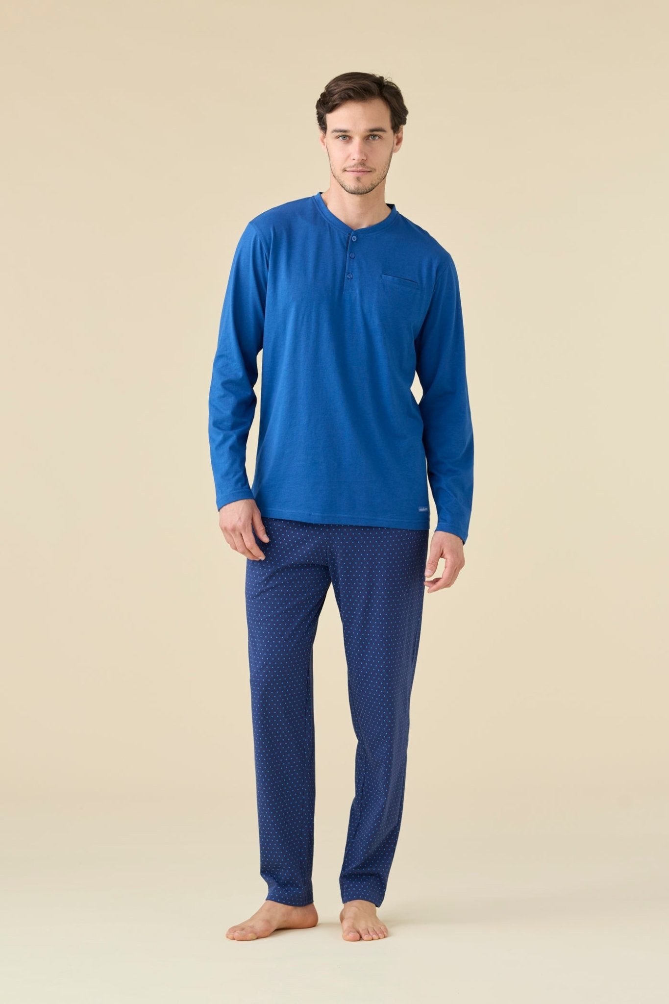 Pigiama Serafino Uomo Cotone M/L P/L Noi Di Notte FC3224 - Biancheria da sogno Pedata