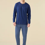 Pigiama Serafino Uomo Cotone M/L P/L Noi Di Notte FC3225 - Biancheria da sogno Pedata