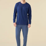 Pigiama Serafino Uomo Cotone M/L P/L Noi Di Notte FC3225 - Biancheria da sogno Pedata