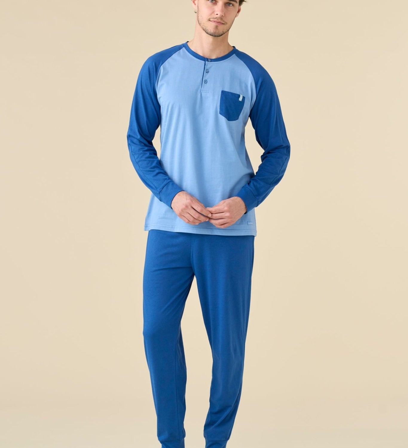 Pigiama Serafino Uomo M. Lunga Noi Di Notte FC3293 - Biancheria da sogno Pedata