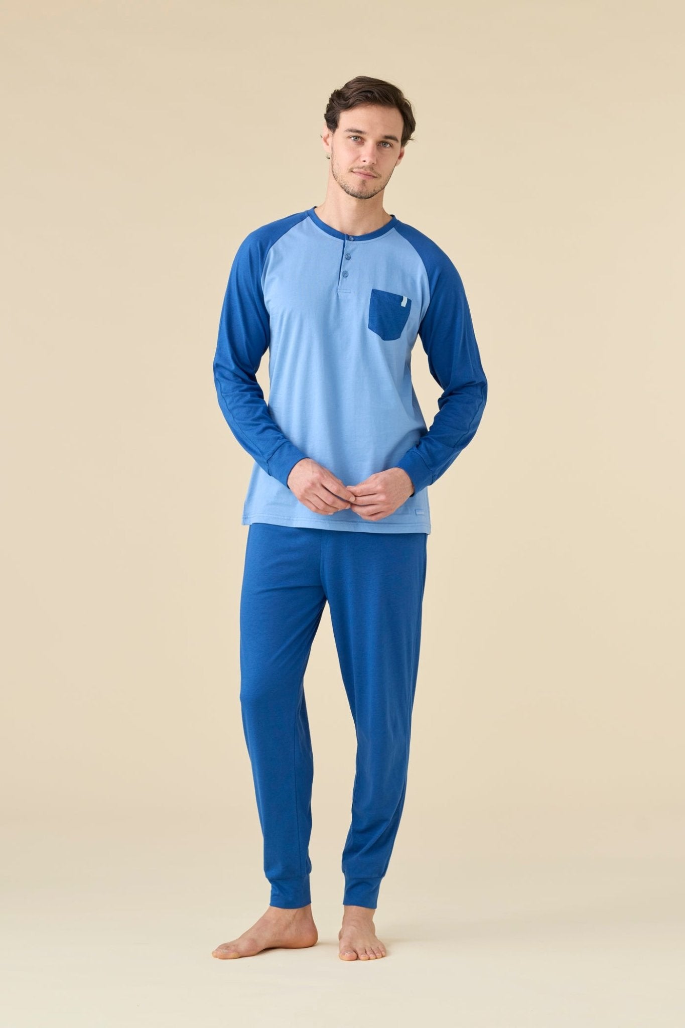 Pigiama Serafino Uomo M. Lunga Noi Di Notte FC3293 - Biancheria da sogno Pedata