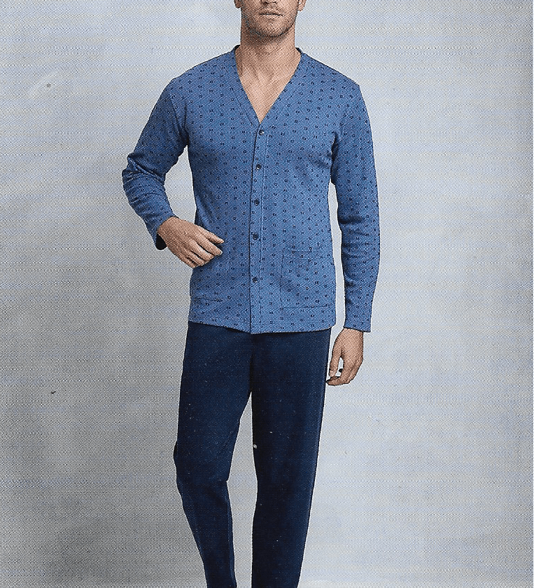 Pigiama Uomo Aperto in Caldo Cotone Il Granchio GP2072 - Biancheria da sogno Pedata