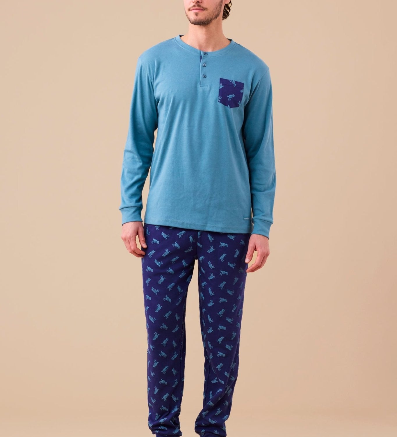 Pigiama Uomo Caldo Cotone Noi di Notte FC3147AS - Biancheria da sogno Pedata