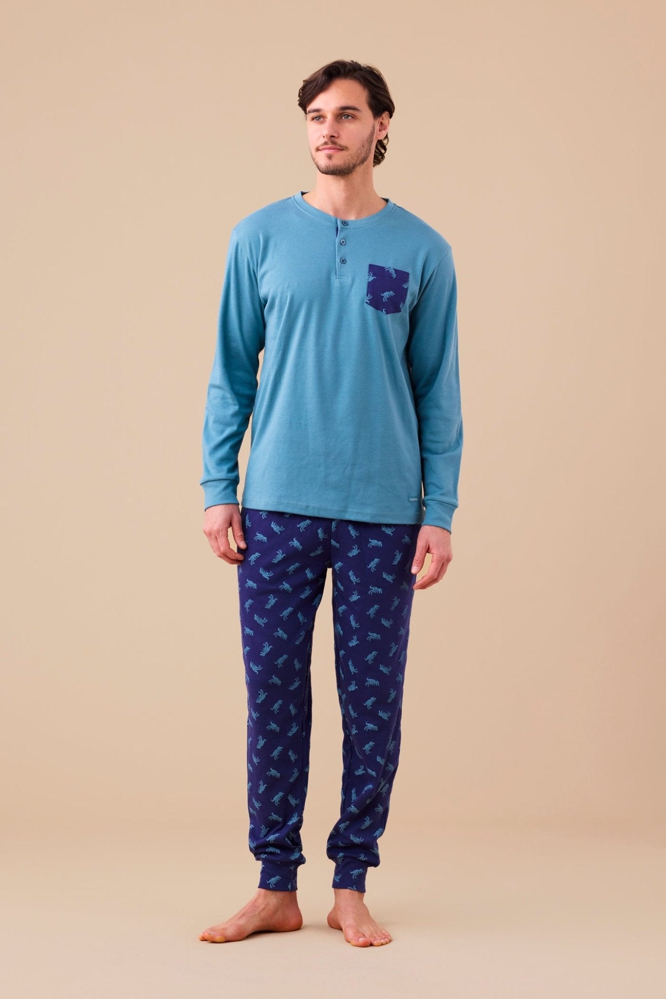 Pigiama Uomo Caldo Cotone Noi di Notte FC3147AS - Biancheria da sogno Pedata