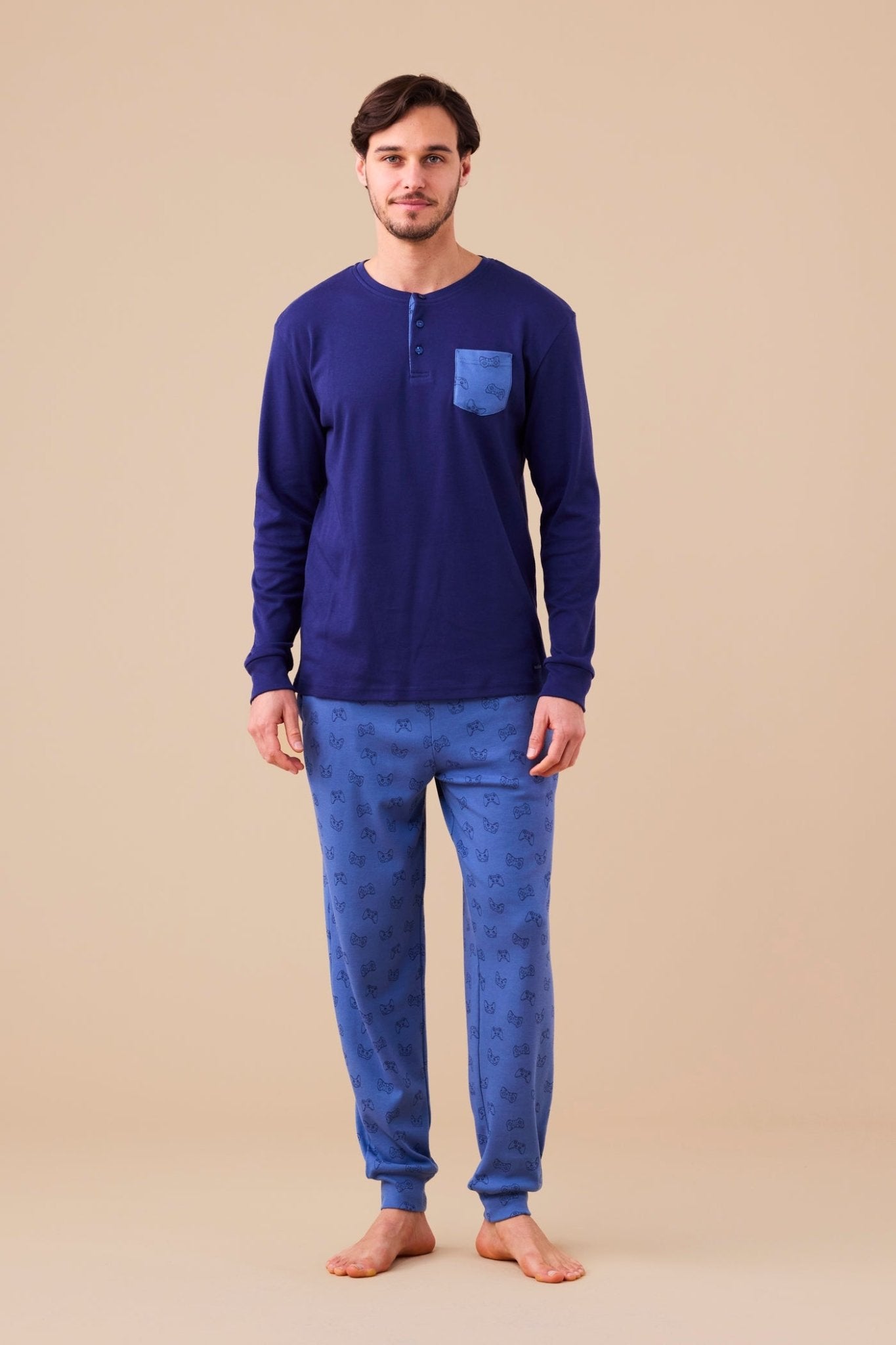 Pigiama Uomo Caldo Cotone Noi di Notte FC3147AS - Biancheria da sogno Pedata