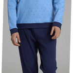 Pigiama Uomo Caldo Cotone Serafino Lungo U956N1 - Biancheria da sogno Pedata